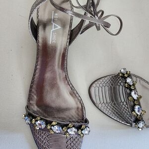Chic Metallic Sandals with Crystal Accents by